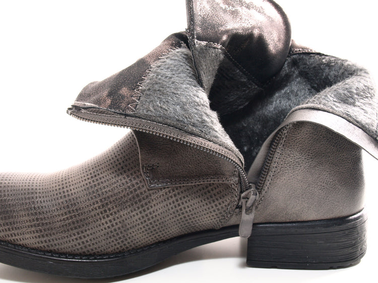 Women's Ankle Boots Biker Boots Outdoor Winter Boots warm lined Grey # 936