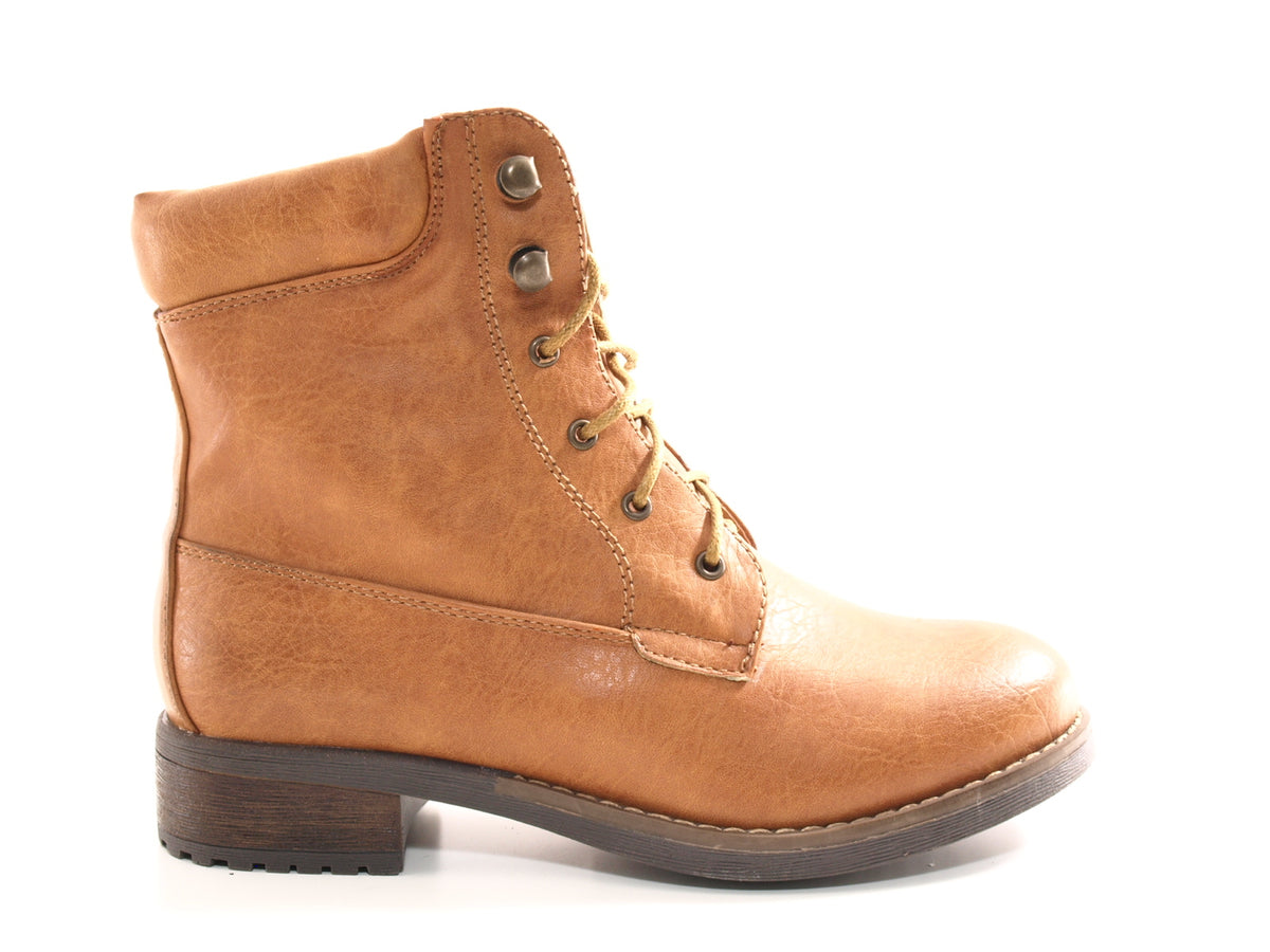 Women's lace-up boots, outdoor winter boots, warm-lined, camel # 443