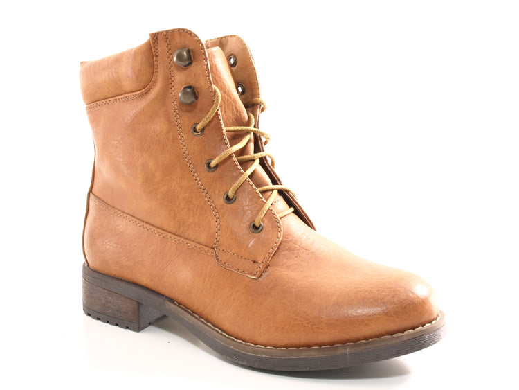Women's lace-up boots, outdoor winter boots, warm-lined, camel # 443