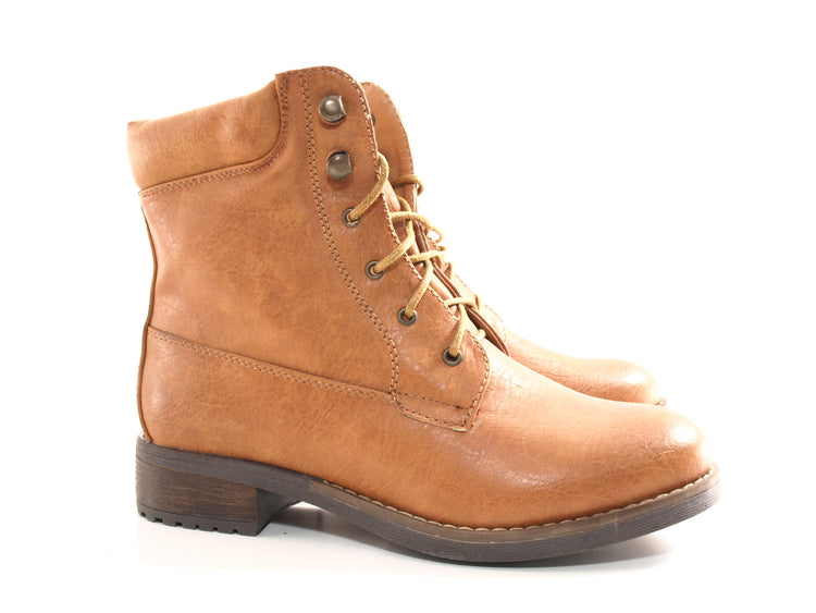 Women's lace-up boots, outdoor winter boots, warm-lined, camel # 443