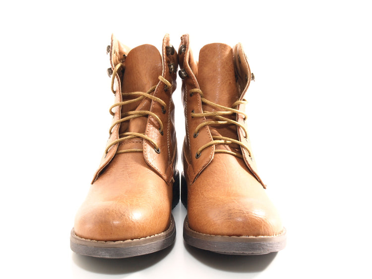 Women's lace-up boots, outdoor winter boots, warm-lined, camel # 443