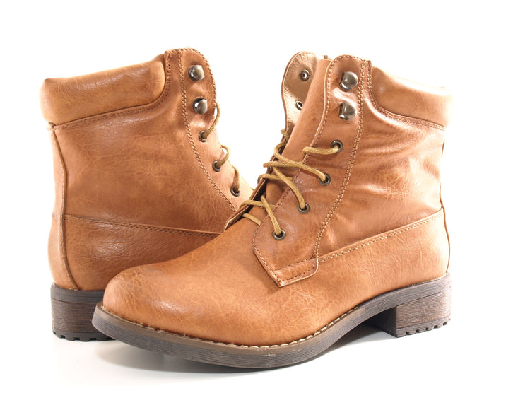 Women's lace-up boots, outdoor winter boots, warm-lined, camel # 443