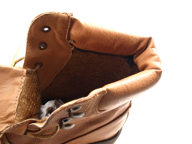 Women's lace-up boots, outdoor winter boots, warm-lined, camel # 443