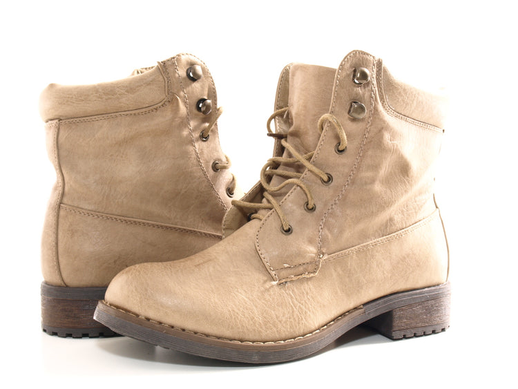 Bottines à lacets pour femme bottes d'extérieur bottes d'hiver doublure chaude kaki # 443
