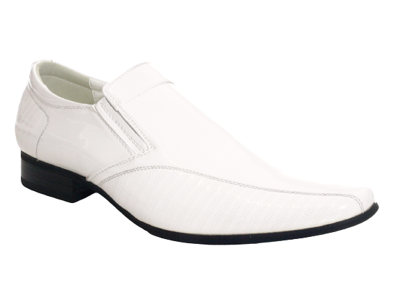 Chaussures habillées pour homme, style business, chaussures de ville, chaussures de costume, chaussures de soirée, aspect verni blanc # 157-58