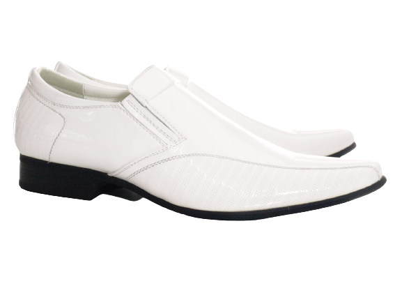 Chaussures habillées pour homme, style business, chaussures de ville, chaussures de costume, chaussures de soirée, aspect verni blanc # 157-58