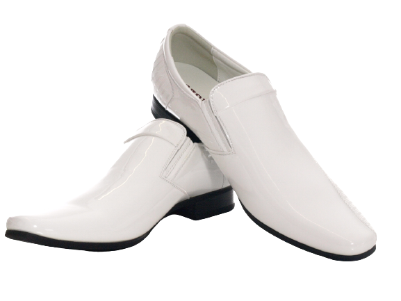 Chaussures habillées pour homme, style business, chaussures de ville, chaussures de costume, chaussures de soirée, aspect verni blanc # 157-58