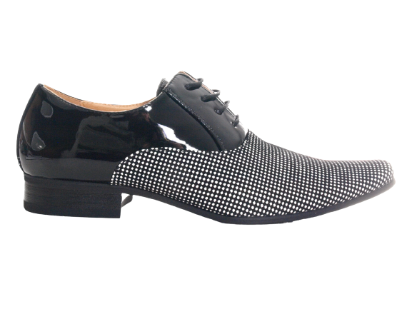 Men's Designer Business Low Shoes Suit Shoes Evening Shoes Patent Look Black / White # 157-81
