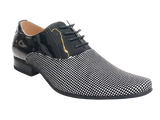 Herren Business Designer Halbschuhe Anzug Schuhe Abendschuhe Lack Optik Black / White # 157-81