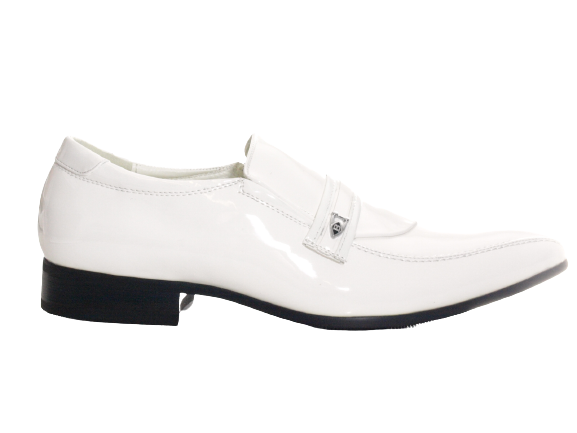 Men's Designer Business Low Shoes Suit Shoes Evening Shoes Patent Look White # 287-5