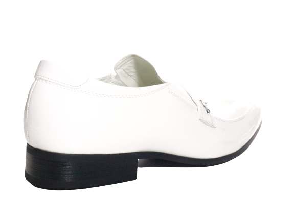 Chaussures habillées de ville pour homme, chaussures de costume, chaussures de soirée, aspect verni, blanc # 287-5