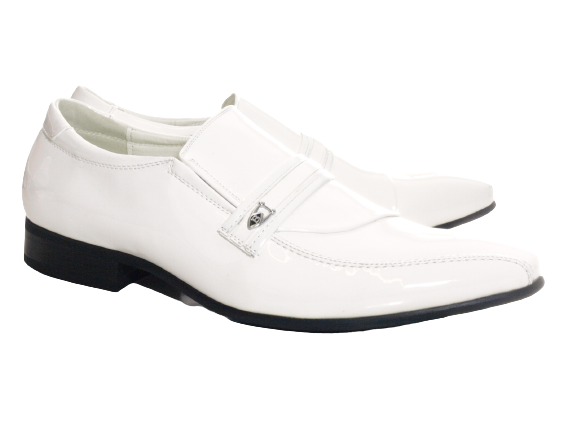 Chaussures habillées de ville pour homme, chaussures de costume, chaussures de soirée, aspect verni, blanc # 287-5