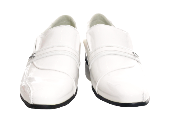 Chaussures habillées de ville pour homme, chaussures de costume, chaussures de soirée, aspect verni, blanc # 287-5