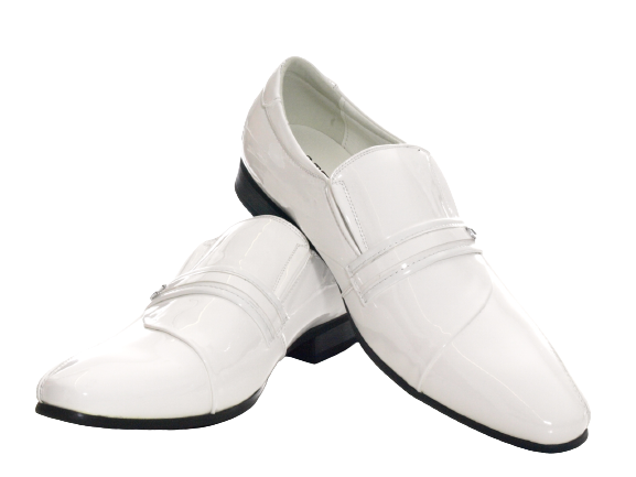 Chaussures habillées de ville pour homme, chaussures de costume, chaussures de soirée, aspect verni, blanc # 287-5