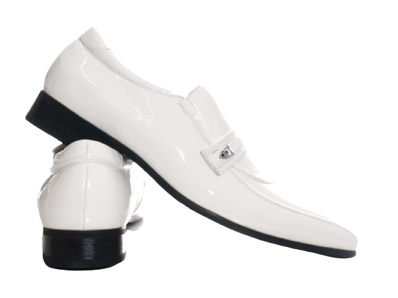 Chaussures habillées de ville pour homme, chaussures de costume, chaussures de soirée, aspect verni, blanc # 287-5