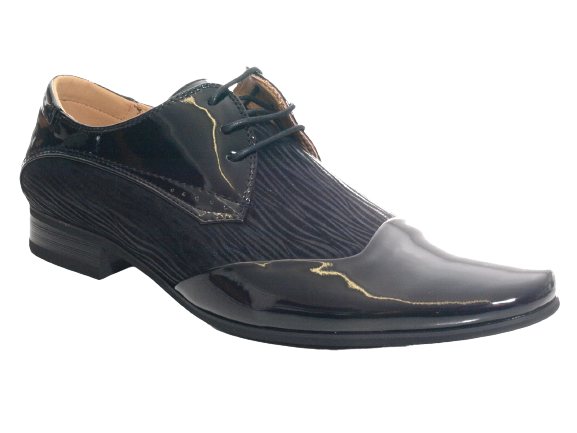 Men's Designer Business Low Shoes Suit Lace-up Shoes Evening Shoes Patent Look Black # 157-79