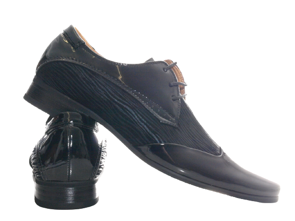 Men's Designer Business Low Shoes Suit Lace-up Shoes Evening Shoes Patent Look Black # 157-79