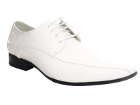 Herren Business Designer Halbschuhe Anzug Schnürr Schuhe Abendschuhe Lack Optik White # 157-59