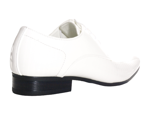 Chaussures basses de ville pour homme, chaussures à lacets de costume, chaussures de soirée, aspect verni blanc # 157-59