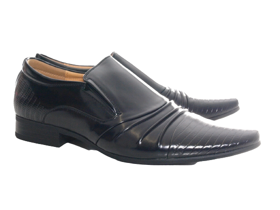 Chaussures habillées de ville pour homme, chaussures de costume, chaussures de soirée, aspect verni, noir # 157-8