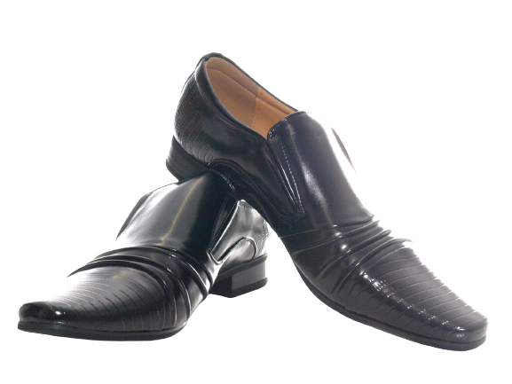 Chaussures habillées de ville pour homme, chaussures de costume, chaussures de soirée, aspect verni, noir # 157-8