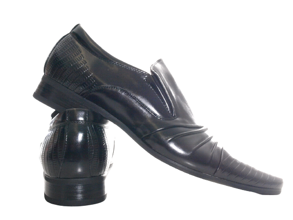 Chaussures habillées de ville pour homme, chaussures de costume, chaussures de soirée, aspect verni, noir # 157-8