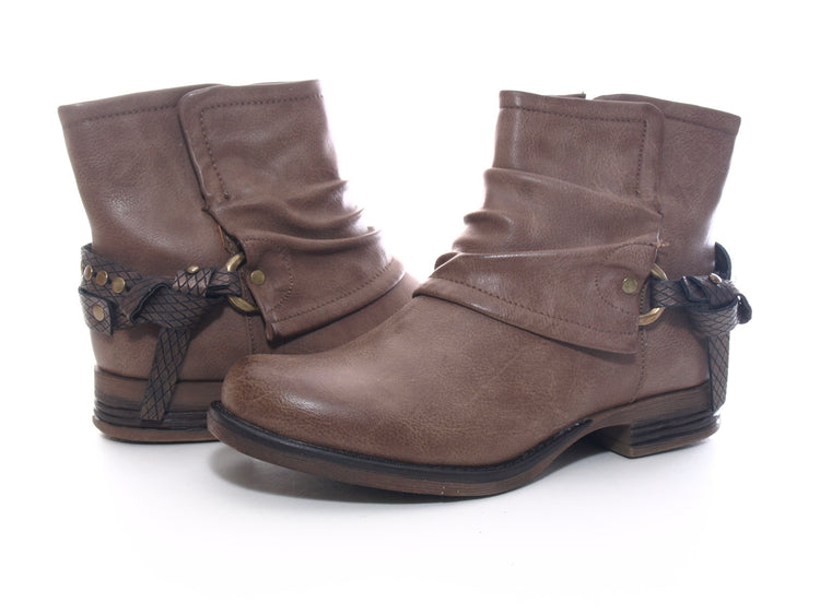 Women's ankle boots biker boots outdoor winter boots warm lined khaki # 824