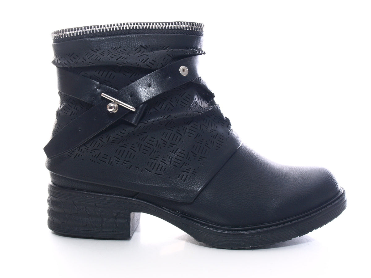 Bottines femme bottes biker bottes outdoor bottes d'hiver noir # 405