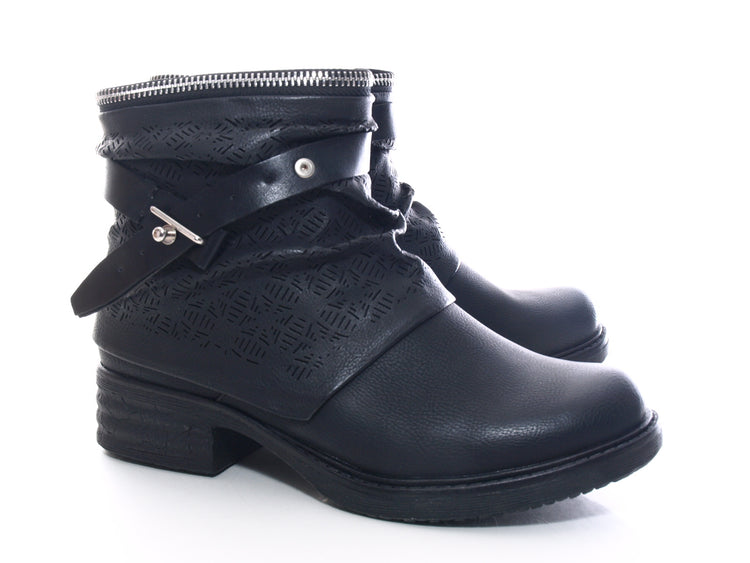 Bottines femme bottes biker bottes outdoor bottes d'hiver noir # 405