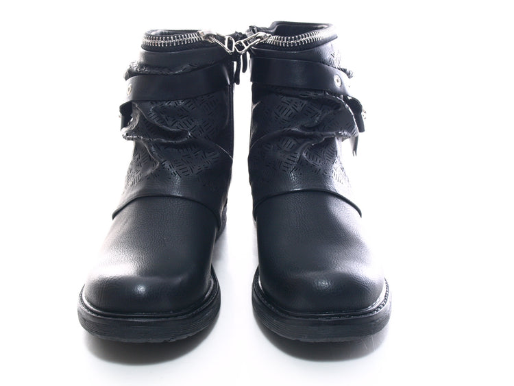 Bottines femme bottes biker bottes outdoor bottes d'hiver noir # 405