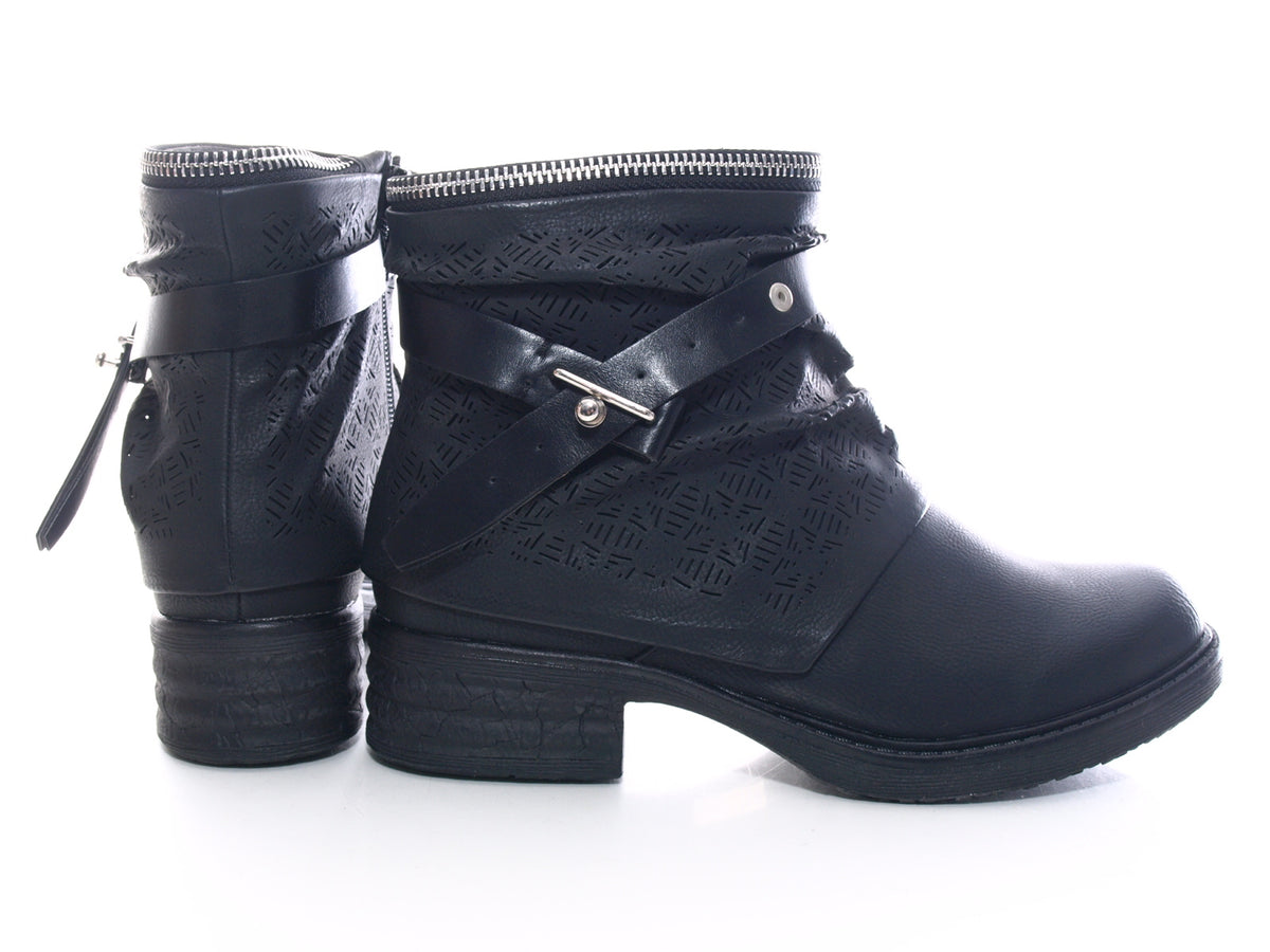 Bottines femme bottes biker bottes outdoor bottes d'hiver noir # 405