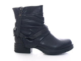 Damen Stiefeletten Biker Boots Outdoor Winterboots warm gefüttert Black # 3062