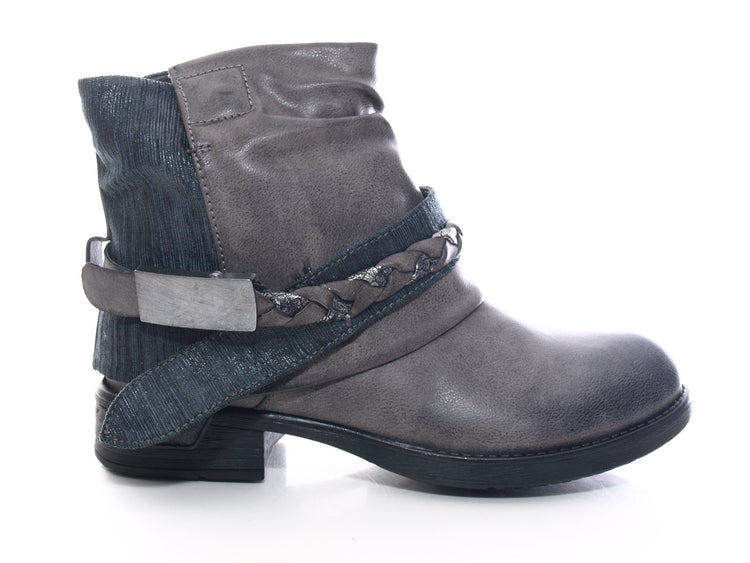 Women's ankle boots biker boots outdoor winter boots warm lined grey # 210