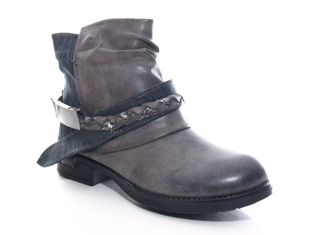 Women's ankle boots biker boots outdoor winter boots warm lined grey # 210