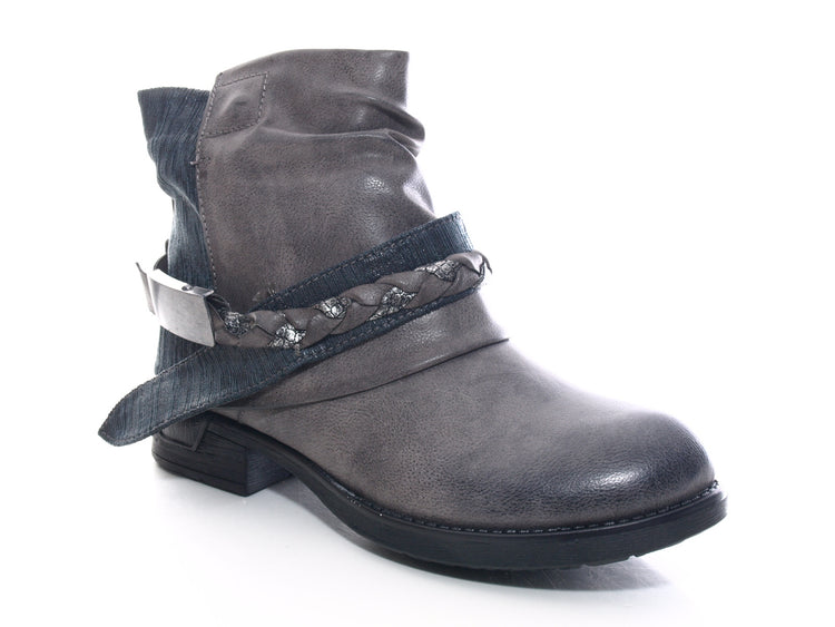 Women's ankle boots biker boots outdoor winter boots warm lined grey # 210
