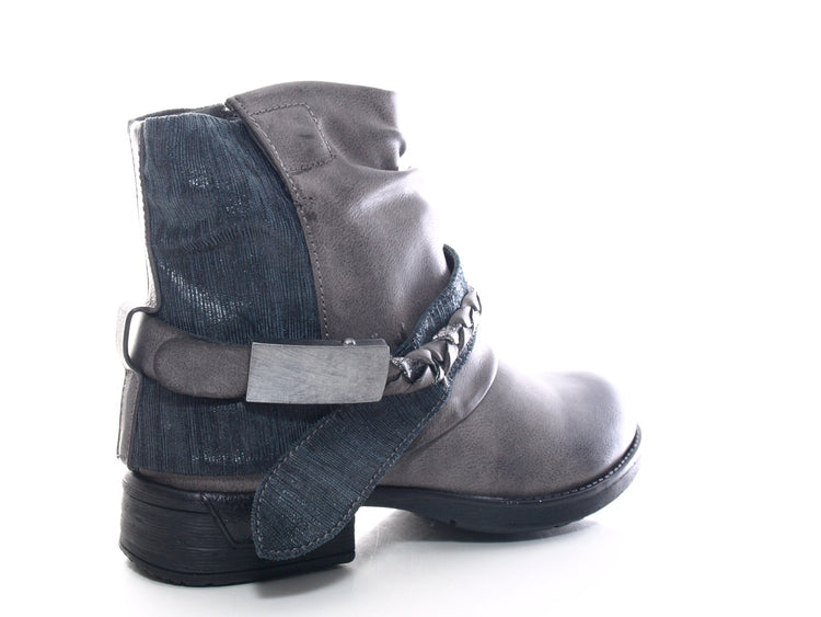 Women's ankle boots biker boots outdoor winter boots warm lined grey # 210