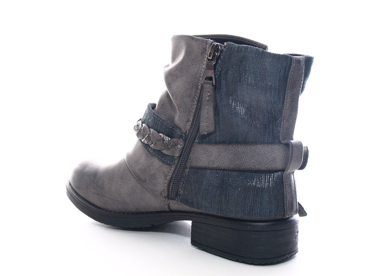Women's ankle boots biker boots outdoor winter boots warm lined grey # 210