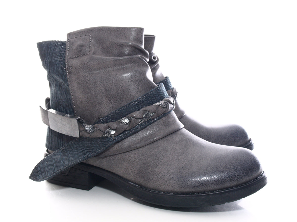 Women's ankle boots biker boots outdoor winter boots warm lined grey # 210