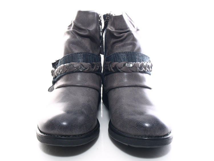 Women's ankle boots biker boots outdoor winter boots warm lined grey # 210