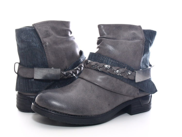 Women's ankle boots biker boots outdoor winter boots warm lined grey # 210
