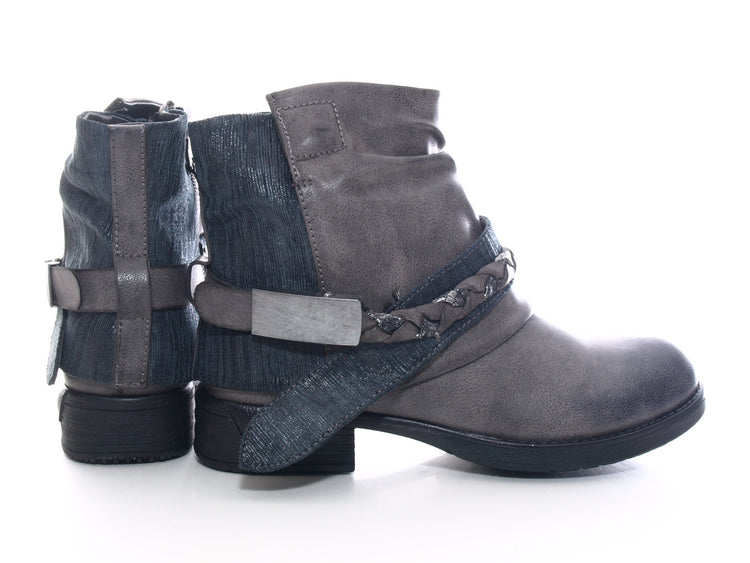 Women's ankle boots biker boots outdoor winter boots warm lined grey # 210