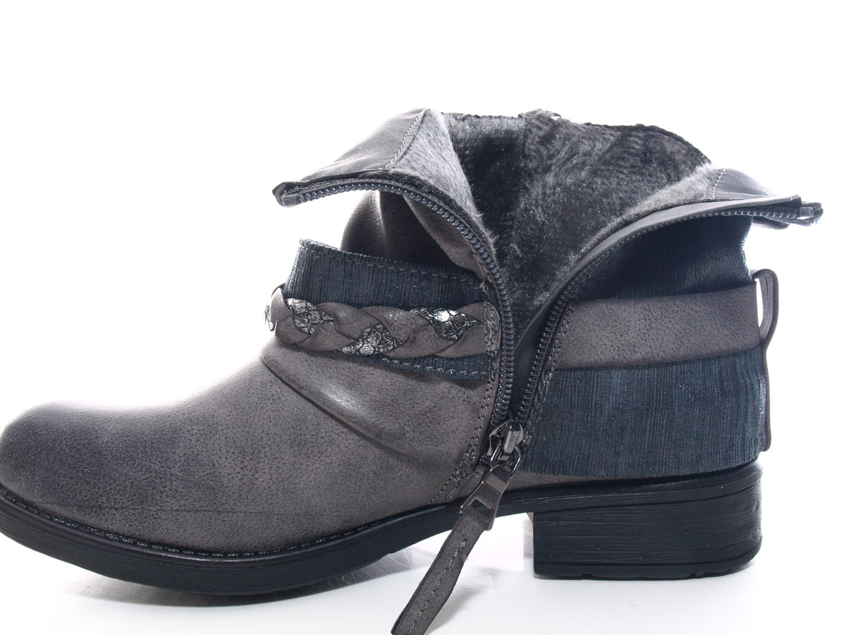 Women's ankle boots biker boots outdoor winter boots warm lined grey # 210