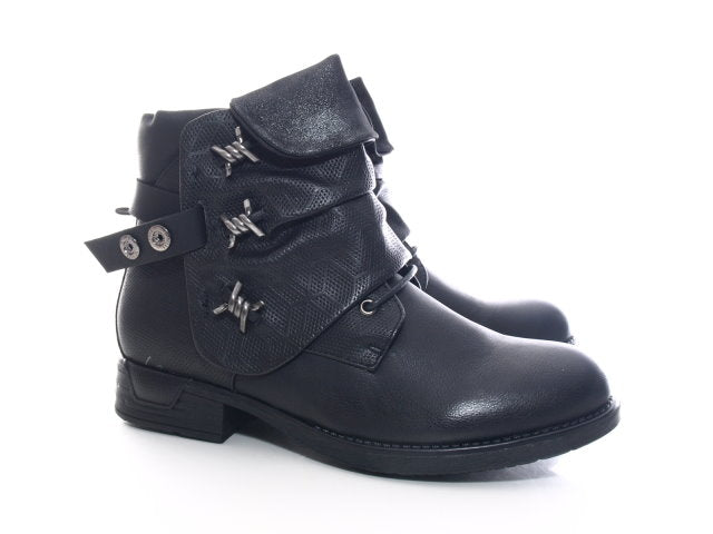 Bottines à lacets pour femmes, bottes d'extérieur, bottes d'hiver, doublure chaude, noir # 933