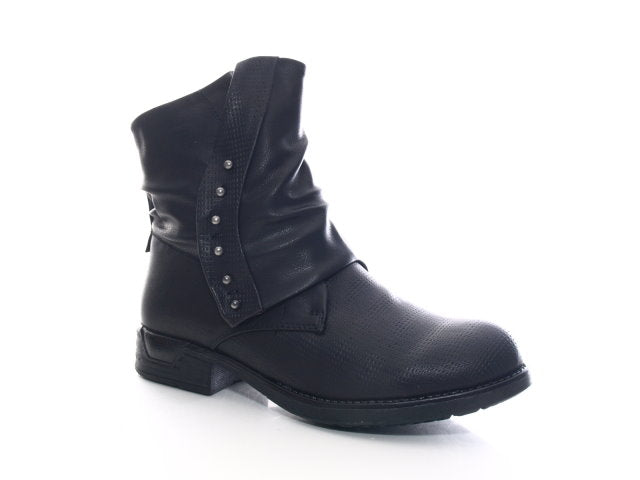 Bottines motardes femme, bottes d'extérieur, bottes d'hiver, doublure chaude, noir # 936
