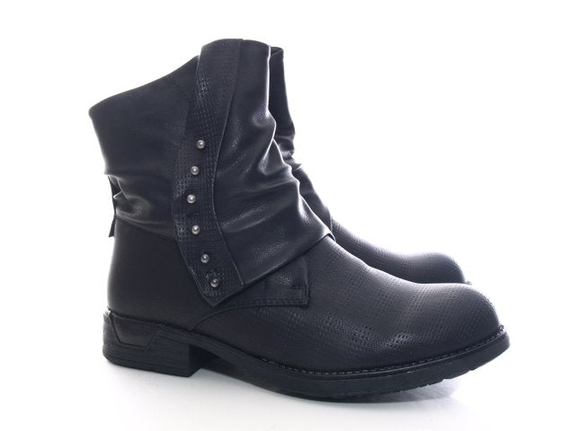 Bottines motardes femme, bottes d'extérieur, bottes d'hiver, doublure chaude, noir # 936