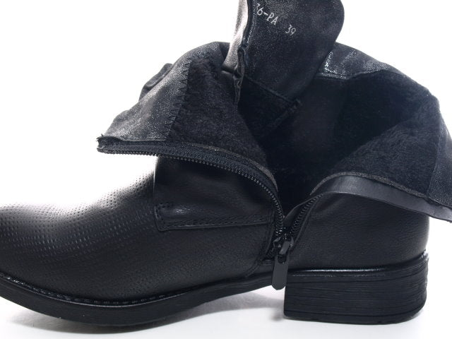Bottines motardes femme, bottes d'extérieur, bottes d'hiver, doublure chaude, noir # 936