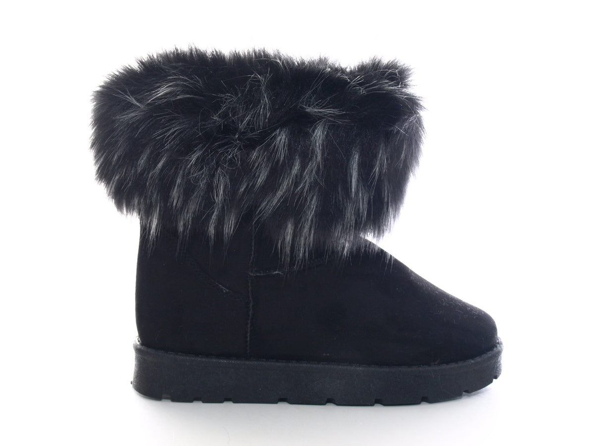 Bottines à enfiler pour femme, bottes d'extérieur, bottes d'hiver à doublure chaude, noir # 6668