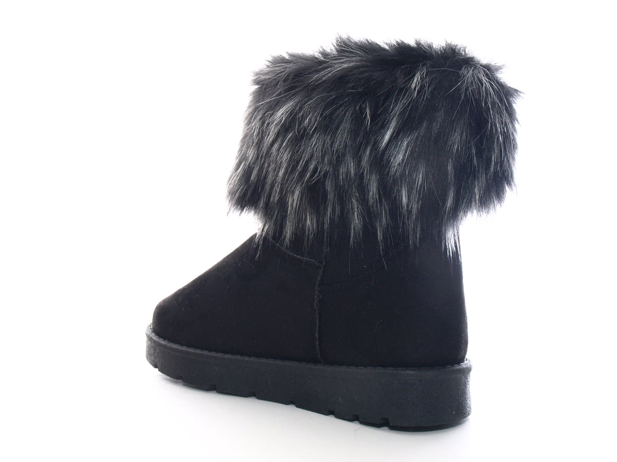 Bottines à enfiler pour femme, bottes d'extérieur, bottes d'hiver à doublure chaude, noir # 6668