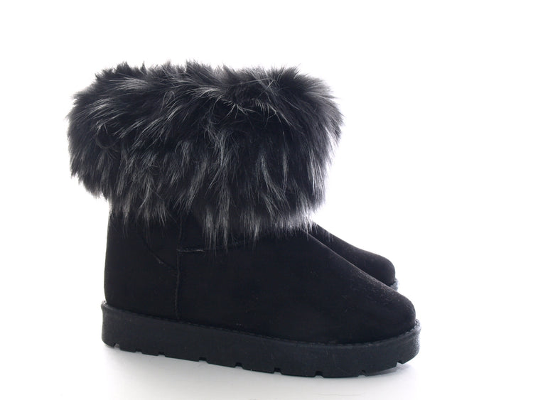 Bottines à enfiler pour femme, bottes d'extérieur, bottes d'hiver à doublure chaude, noir # 6668