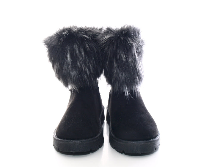 Bottines à enfiler pour femme, bottes d'extérieur, bottes d'hiver à doublure chaude, noir # 6668